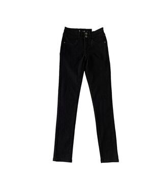 Jeaniologie black trouser jeans black white pinestripes skinny regular rise 2